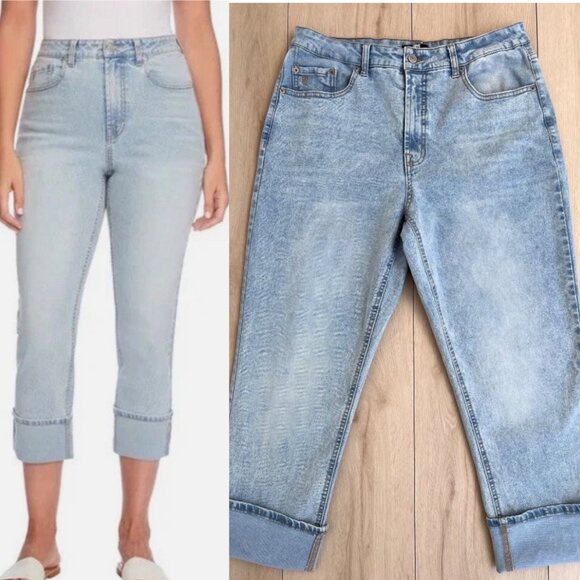 Frye High-Rise Crop Cuffed Hem Light Wash Stretch Jeans (10) Minimalist /Neutral - Picture 1 of 16